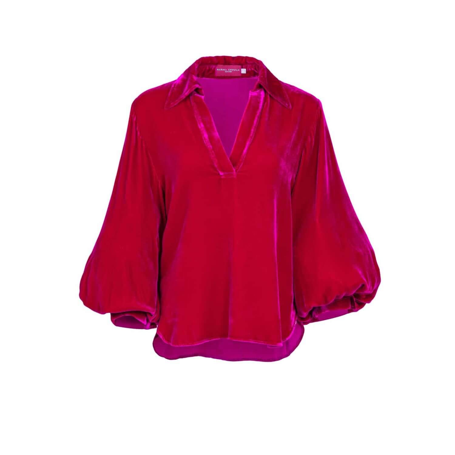 SOPHIE VELVET BLOUSE FUCHSIA