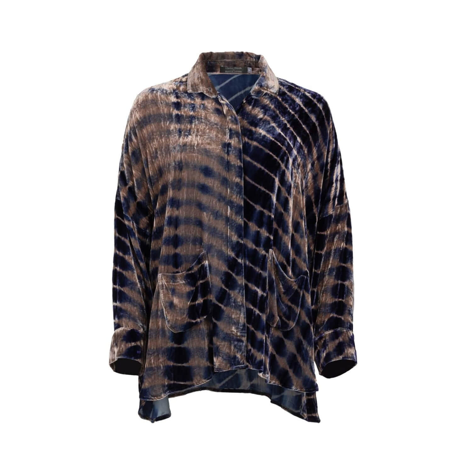 GABY VELVET SHIRT TIE DYE BLUE TAUPE
