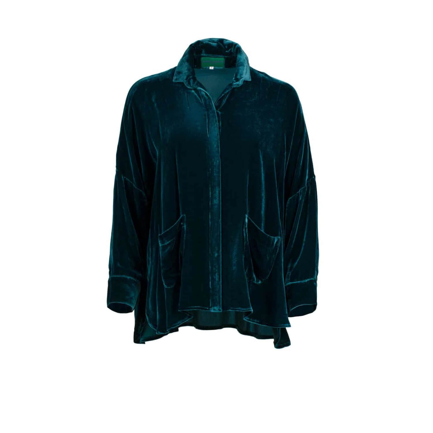 GABY SQUARE VELVET SHIRT EMERALD