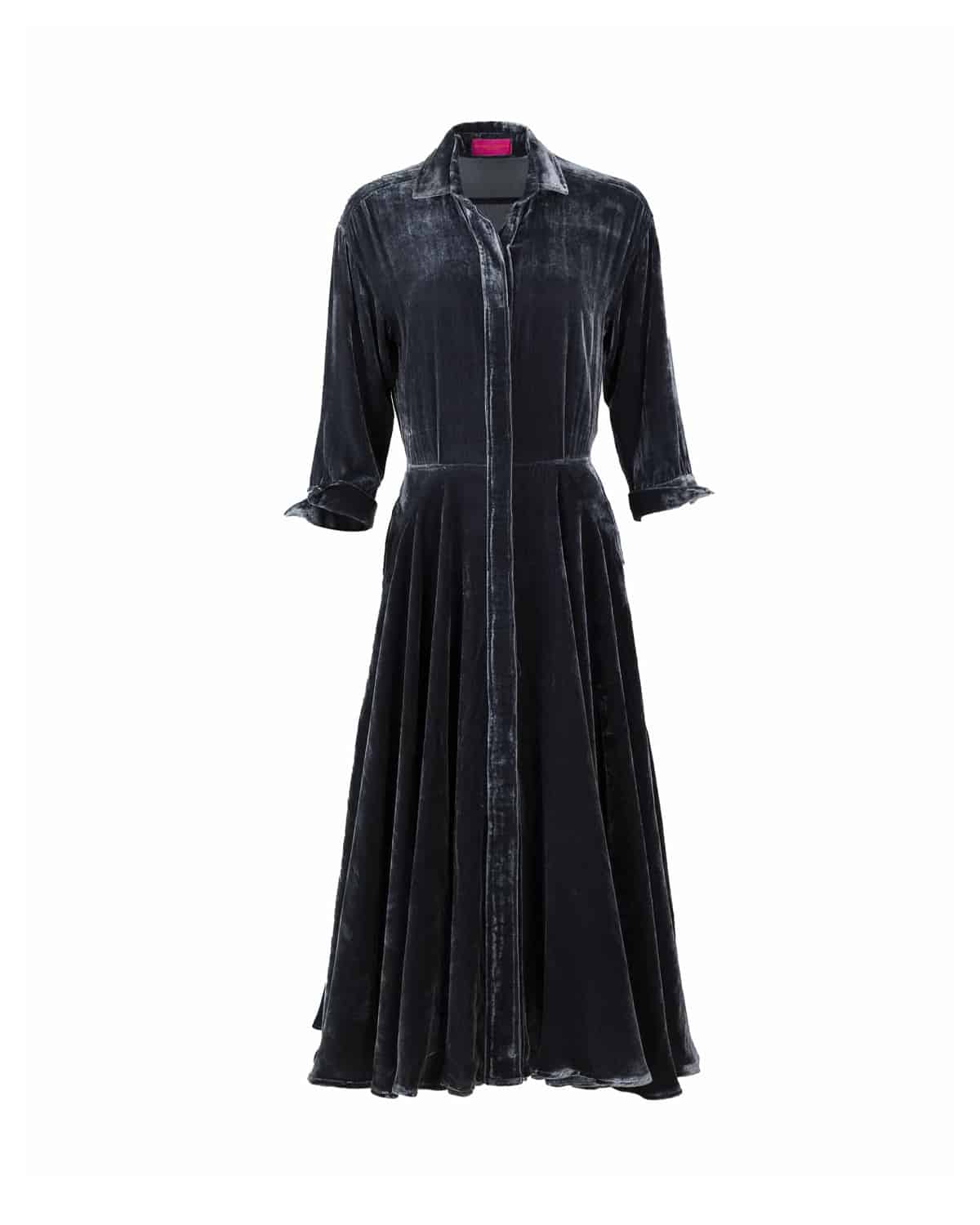 MARINA VELVET DRESS GREY GREEN