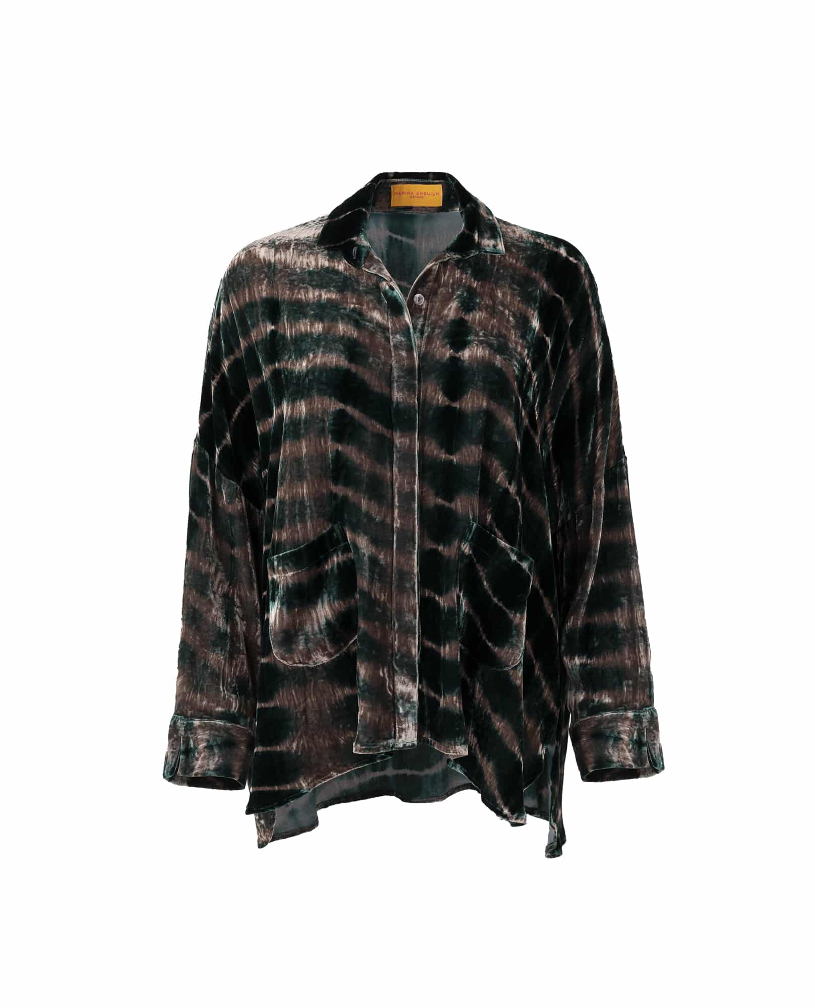 GABY VELVET SHIRT TIE DYE GREEN TAUPE
