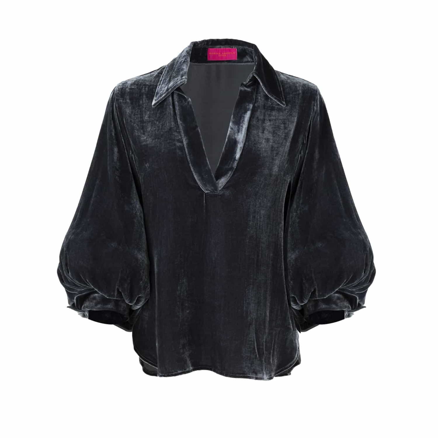 SOPHIE VELVET BLOUSE GREY GREEN