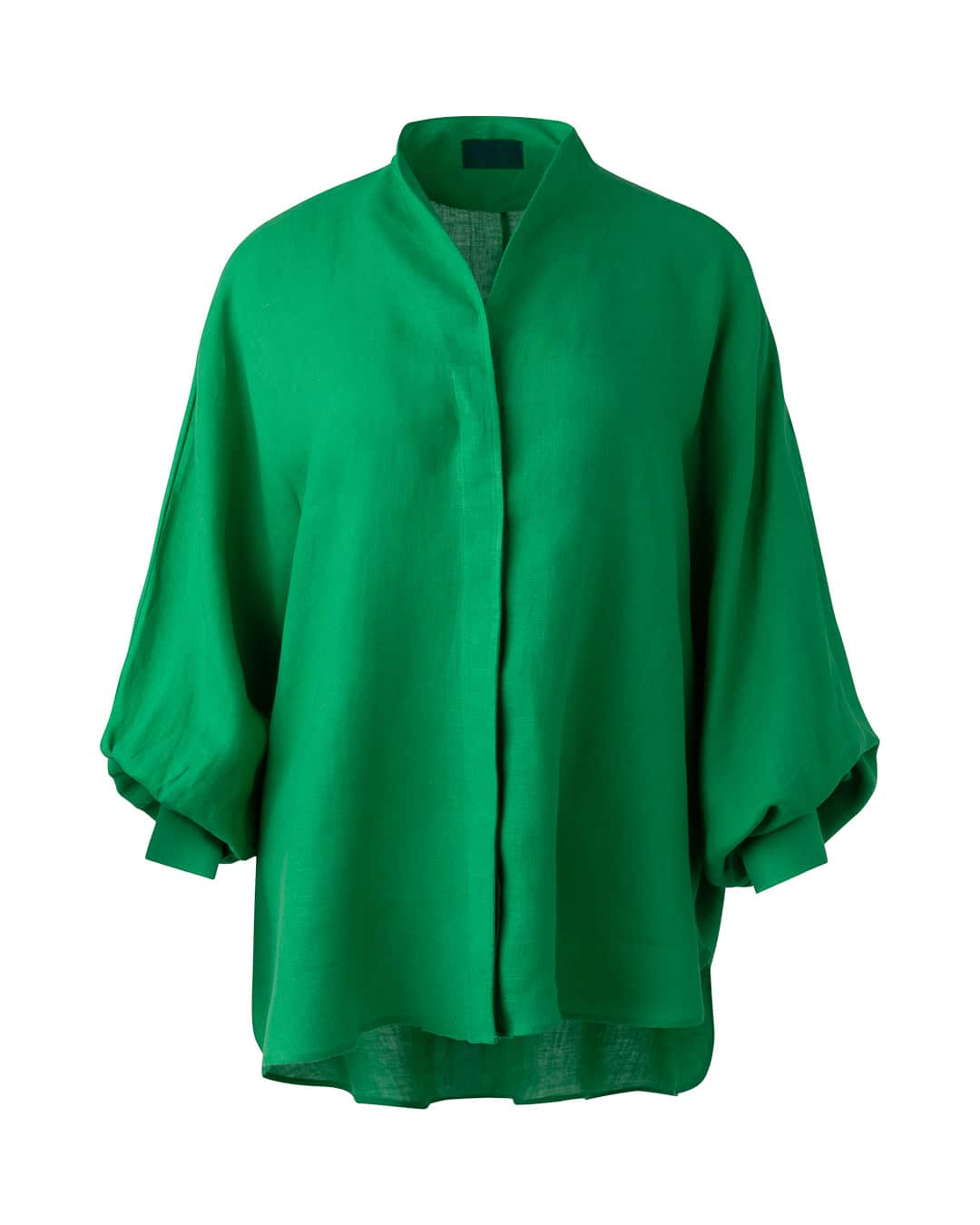 BALLOON OVERSIZE LINEN SHIRT INTENSE GREEN