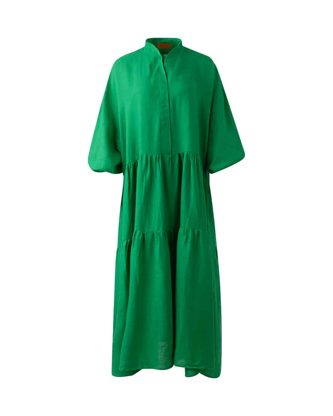 BALLOON LINEN DRESS INTENSE GREEN