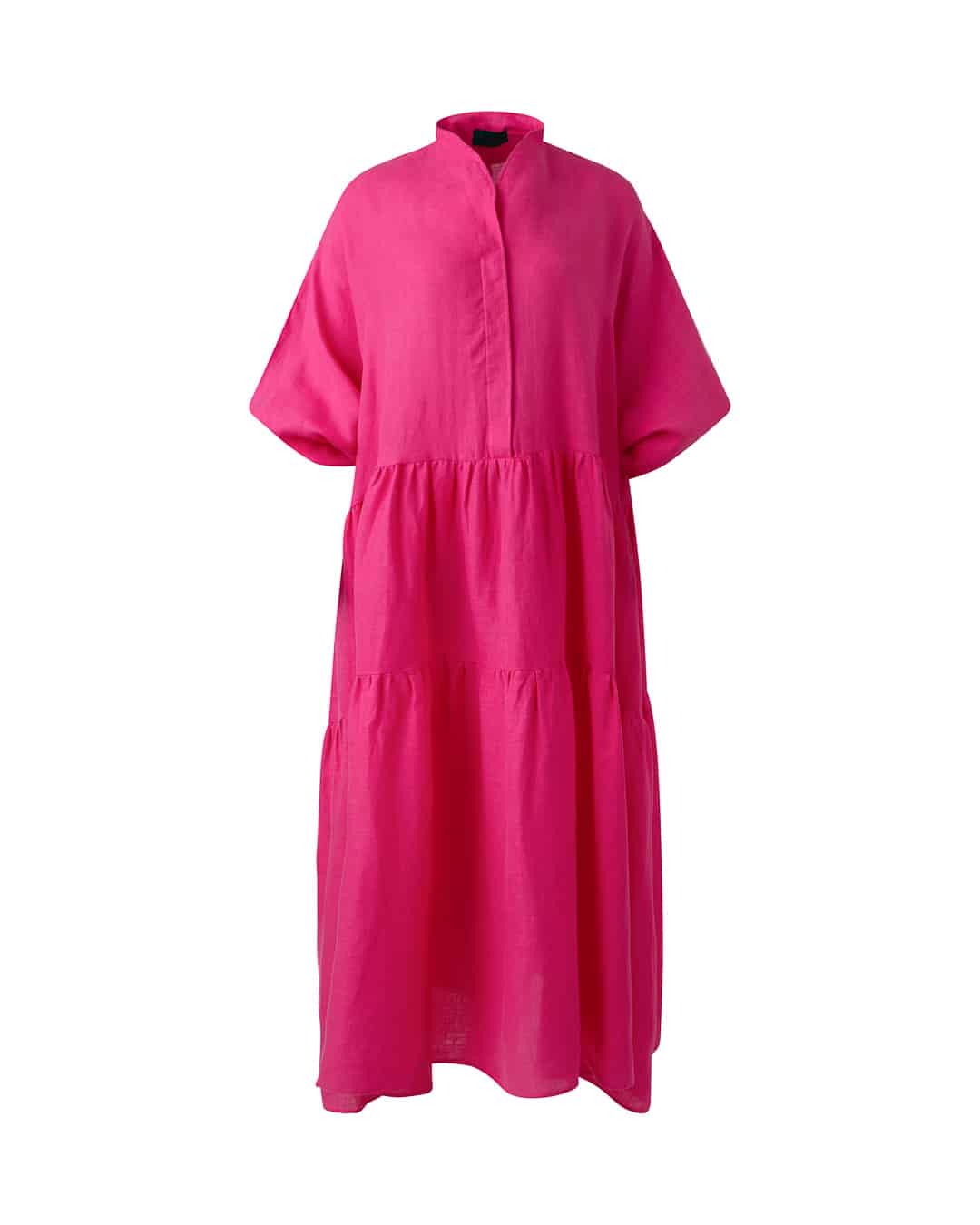 BALLOON LINEN DRESS FUSCHIA