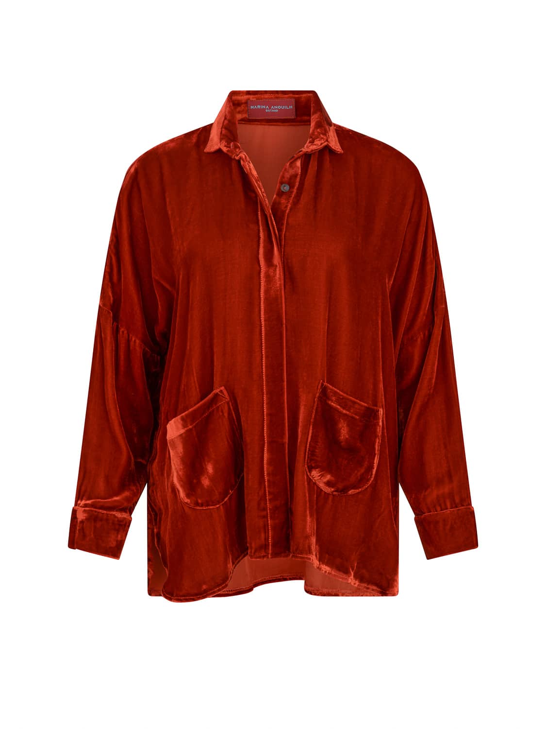 GABY SQUARE VELVET SHIRT CRIMSON
