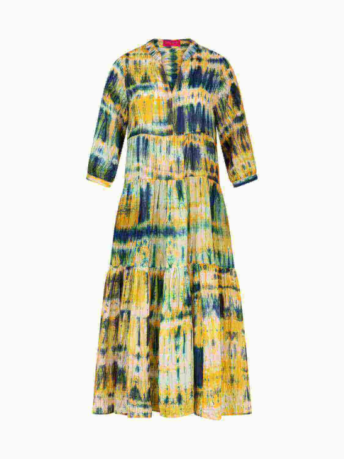 SHIU DRESS TIEDYE MARBLE YELLOW BLUE