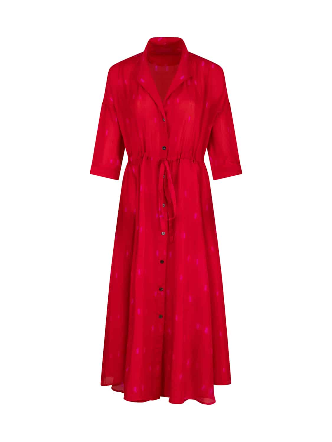 NEW MARINA DRESS SILK TIEDYE TICTIC FUSCHIA RED