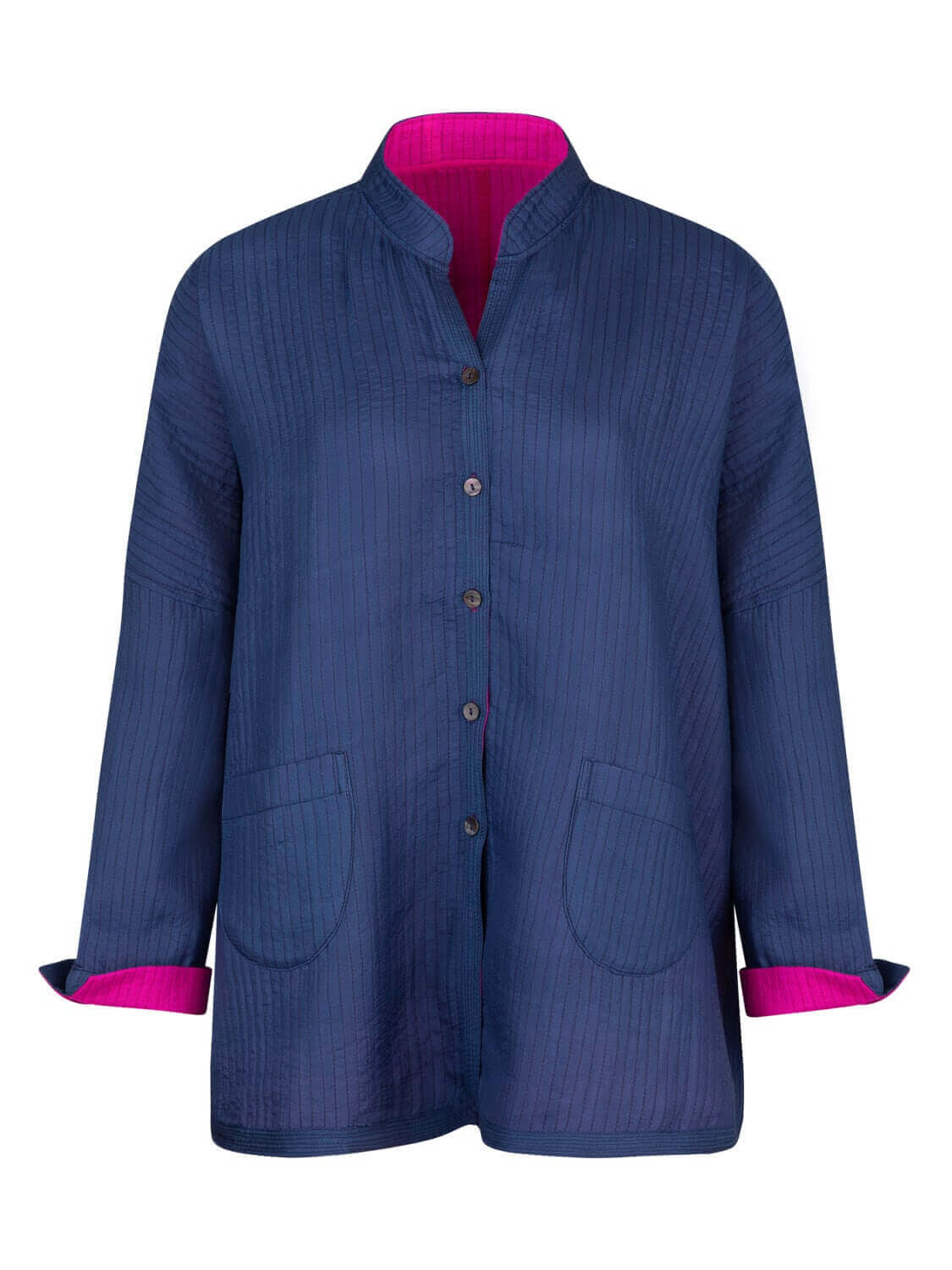 GABY PADDED REVERSIBLE JACKET NAVY BLUE FUSCHIA