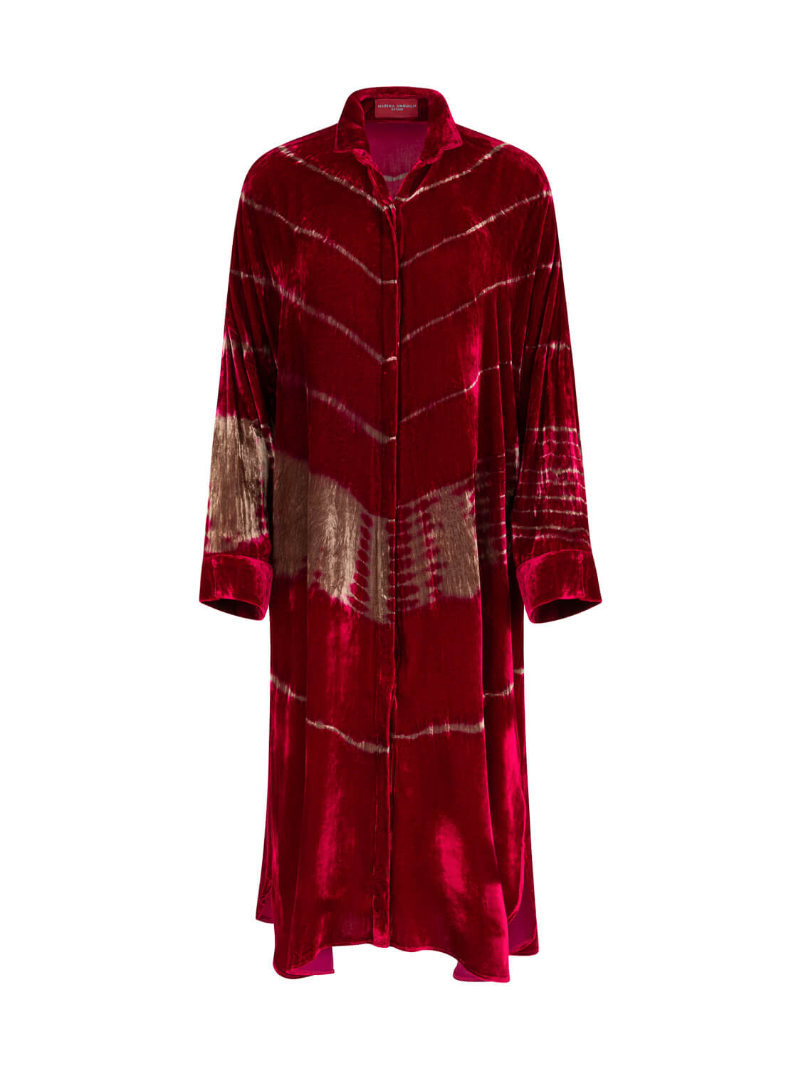 GABY DRESS VELVET STRIPE TIEDYE FUSCHIA GREY