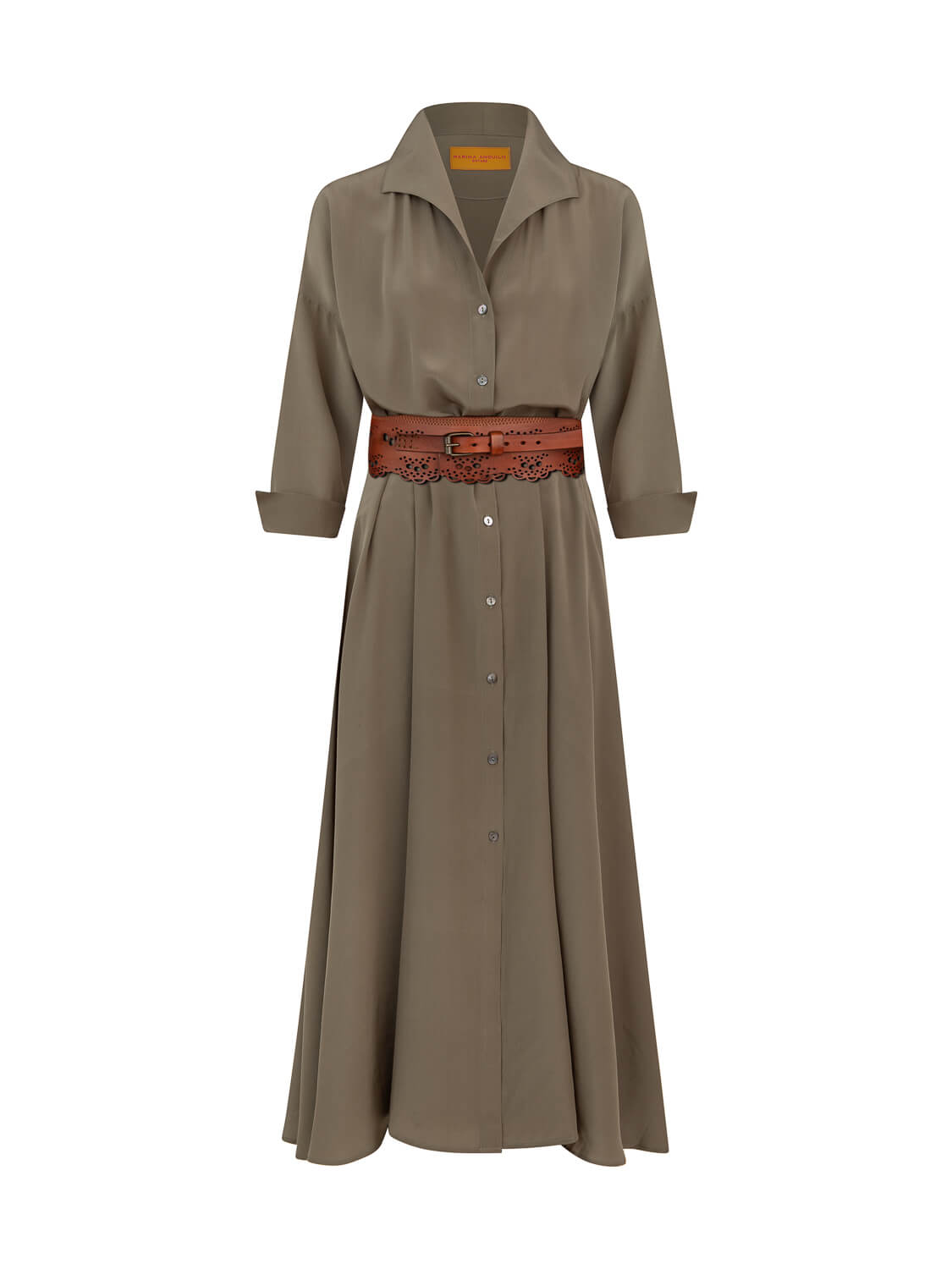 PERRINE DRESS CREPE DE CHINE OLIVE