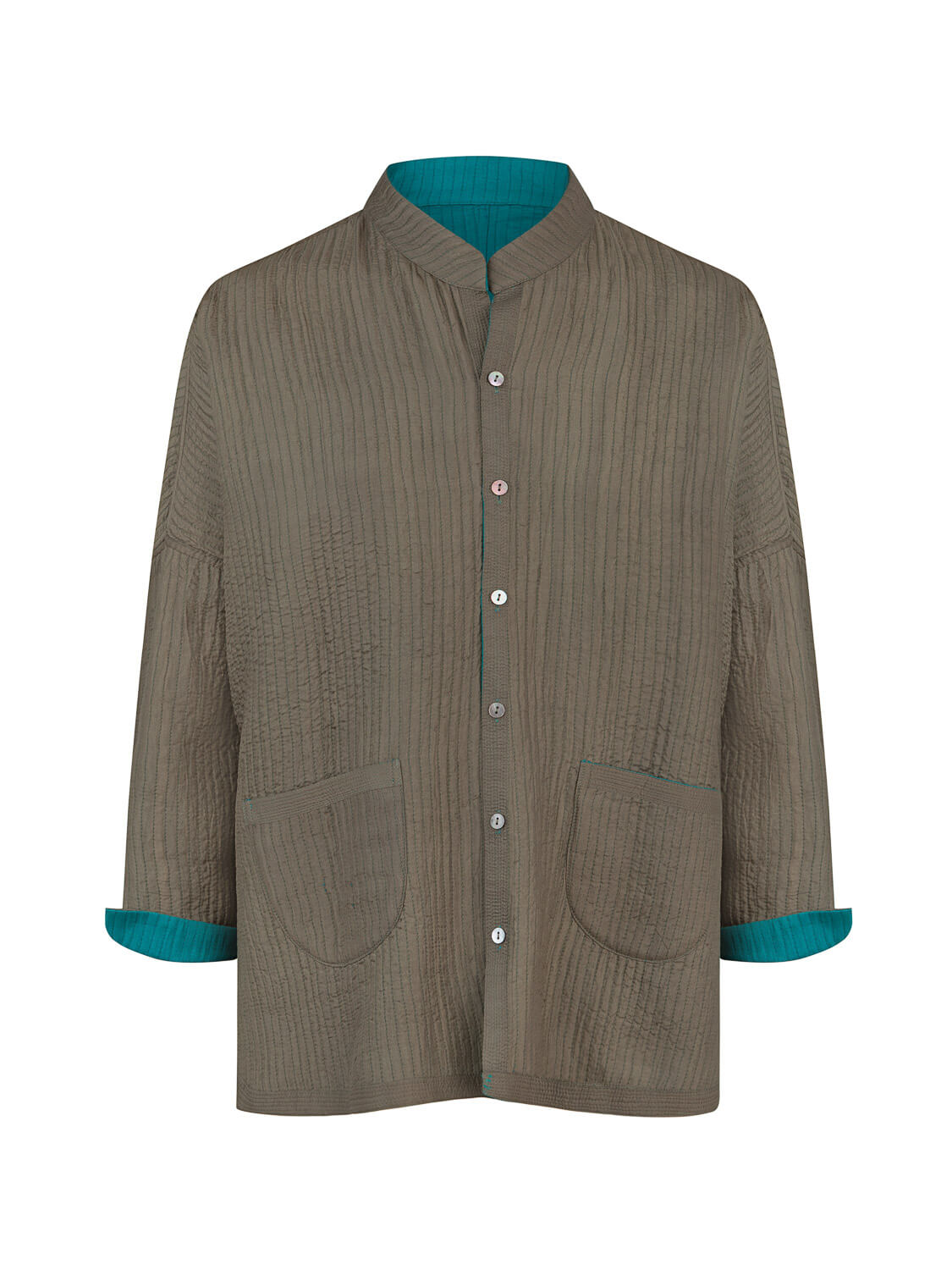 GABY PADDED REVERSIBLE JACKET SILK DARK CYAN/OLIVE