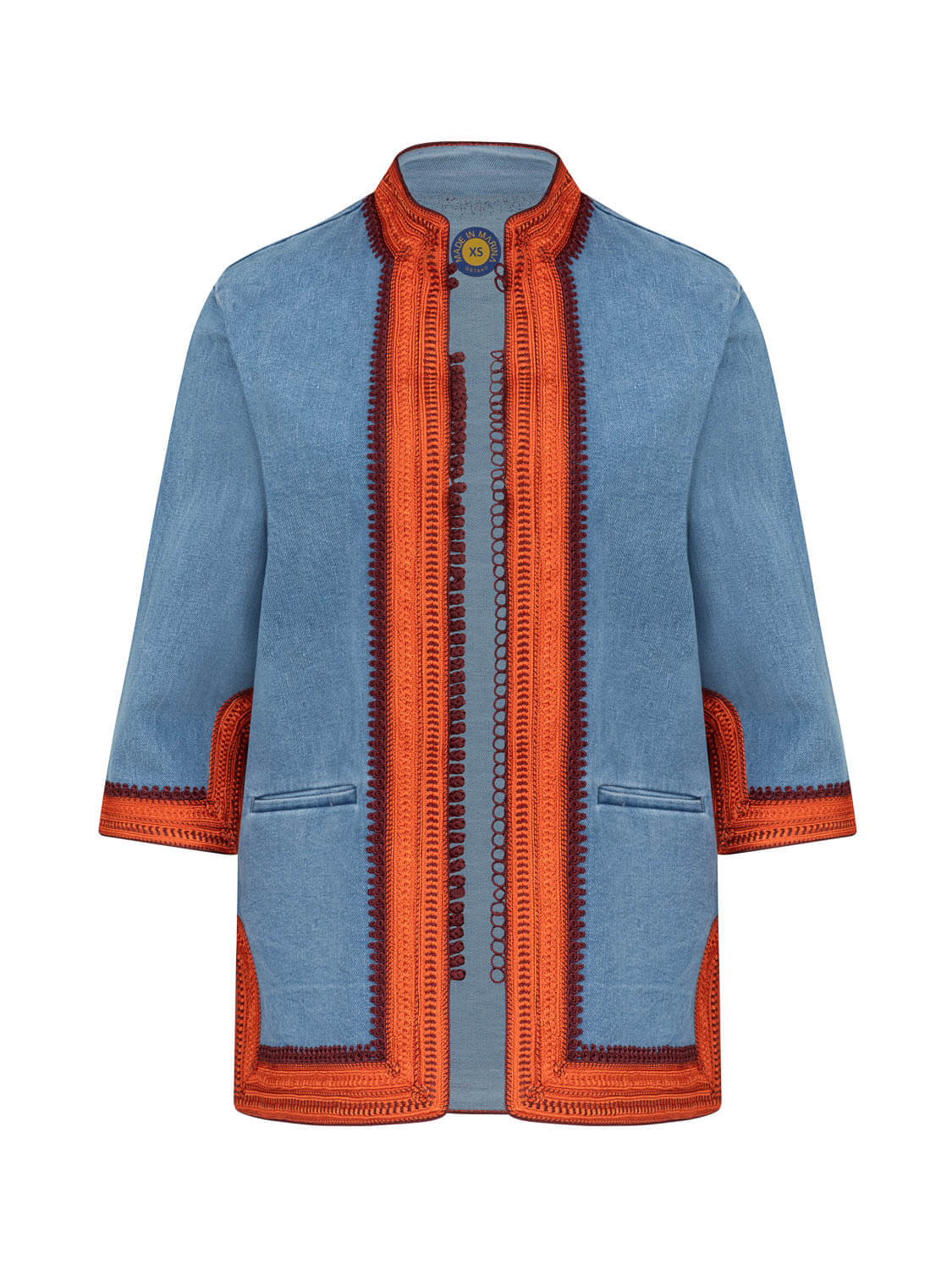 MARRAKESH DENIM JACKET ORANGE BURGUNDY